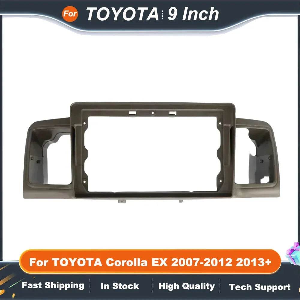 9 Inch Car Radio Fascia Frame for Toyota Corolla EX 2007-2012 & 2013+ OEM Fit Stereo Dash Kit Anti-Rattle ABS Panel