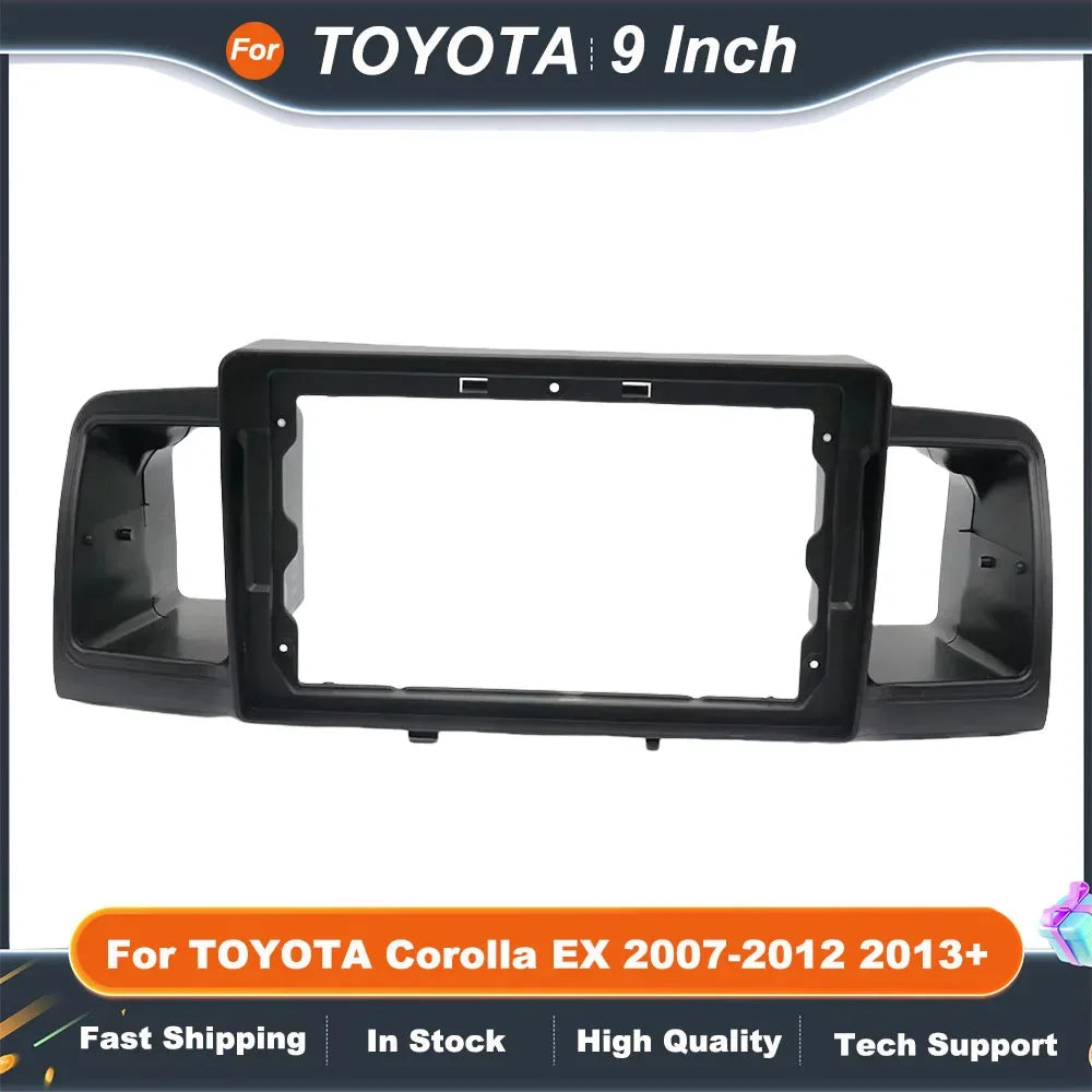 9 Inch Car Radio Fascia Frame for Toyota Corolla EX 2007-2012 & 2013+ OEM Fit Stereo Dash Kit Anti-Rattle ABS Panel