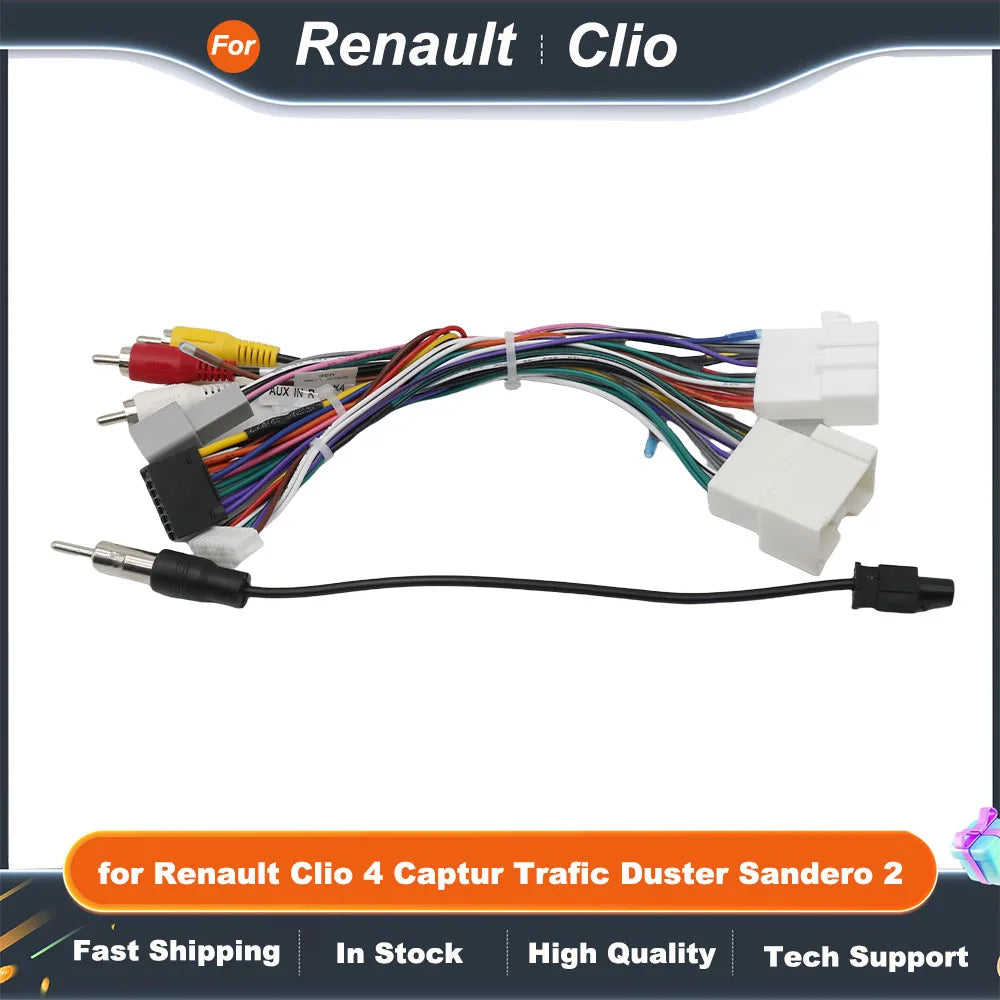 Wiring Harness CAN BUS Decoder 16 Pin Plug Connector Car Android Cable Adapter for Renault Clio 4 Captur Trafic Duster Sandero 2
