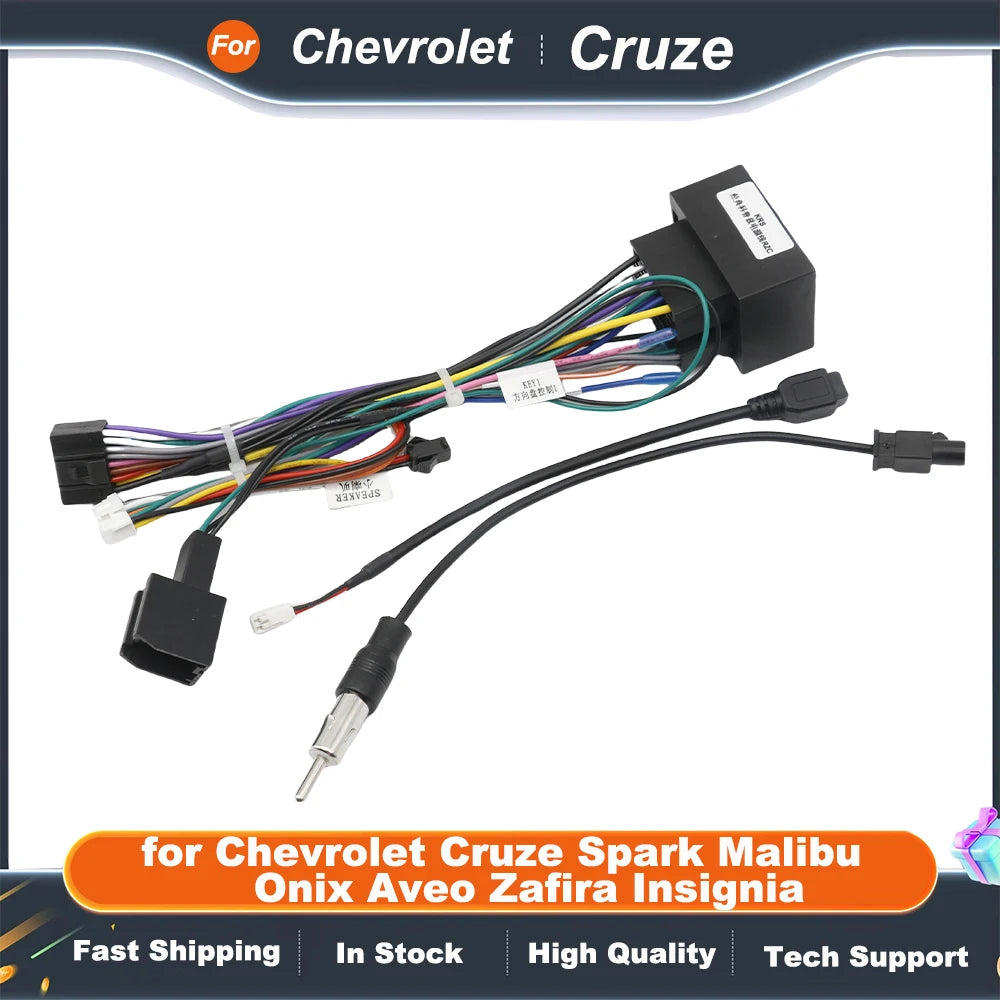 CAN Bus Wiring Harness Adapter, 16 Pin Connector Android Cable for Chevrolet Cruze Spark Malibu Onix Aveo Zafira Insignia