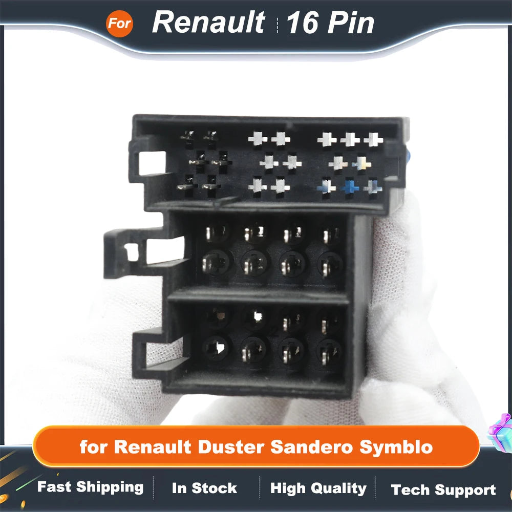 Wiring Harness CAN Bus Decoder 16 Pin Plug to ISO Connector Car Head Unit Cable Adapter for Renault Duster Sandero Symblo
