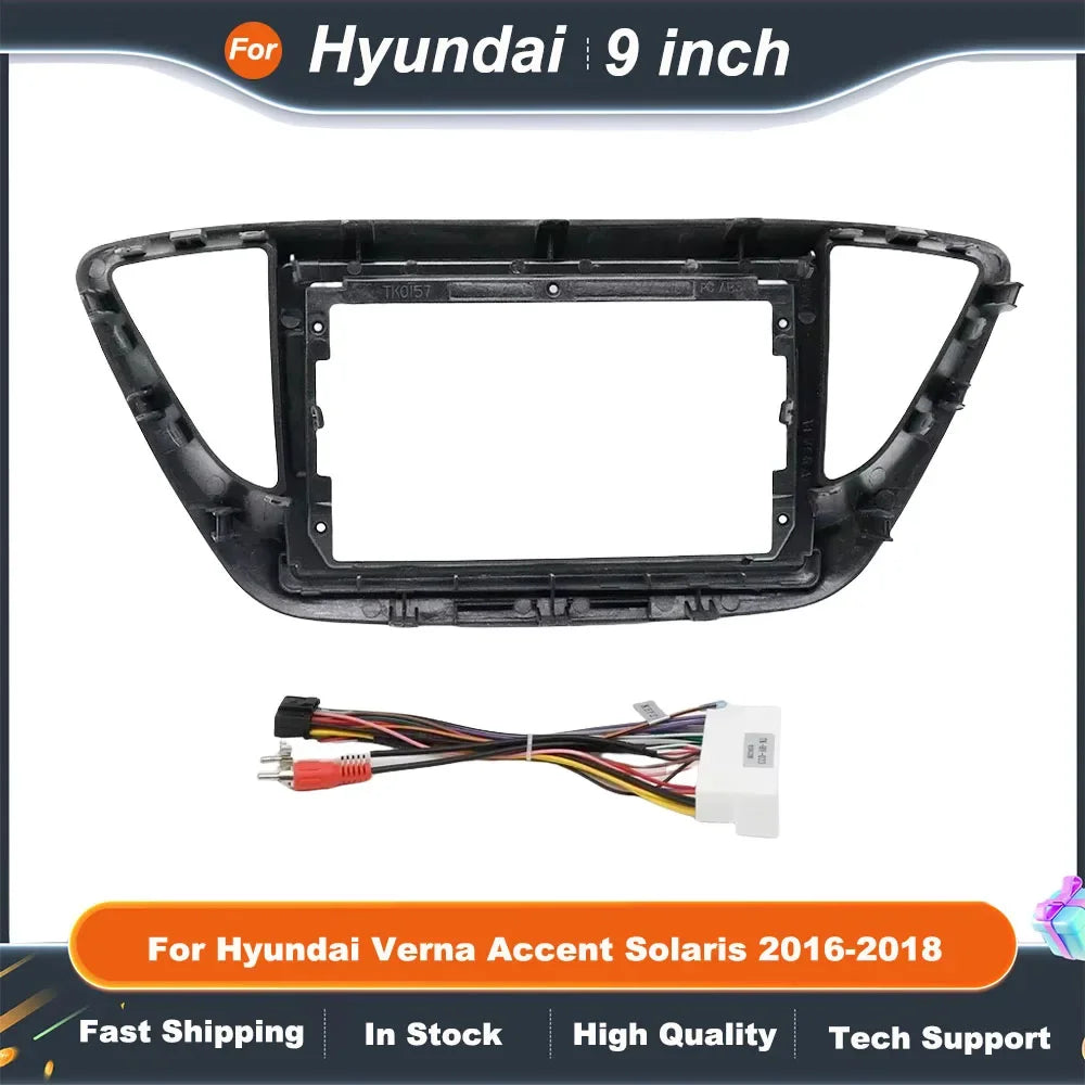9 Inch Car Radio Fascia Frame Kit for Hyundai Verna/Accent/Solaris 2016-2018, Android Dash Installation Adapter Panel