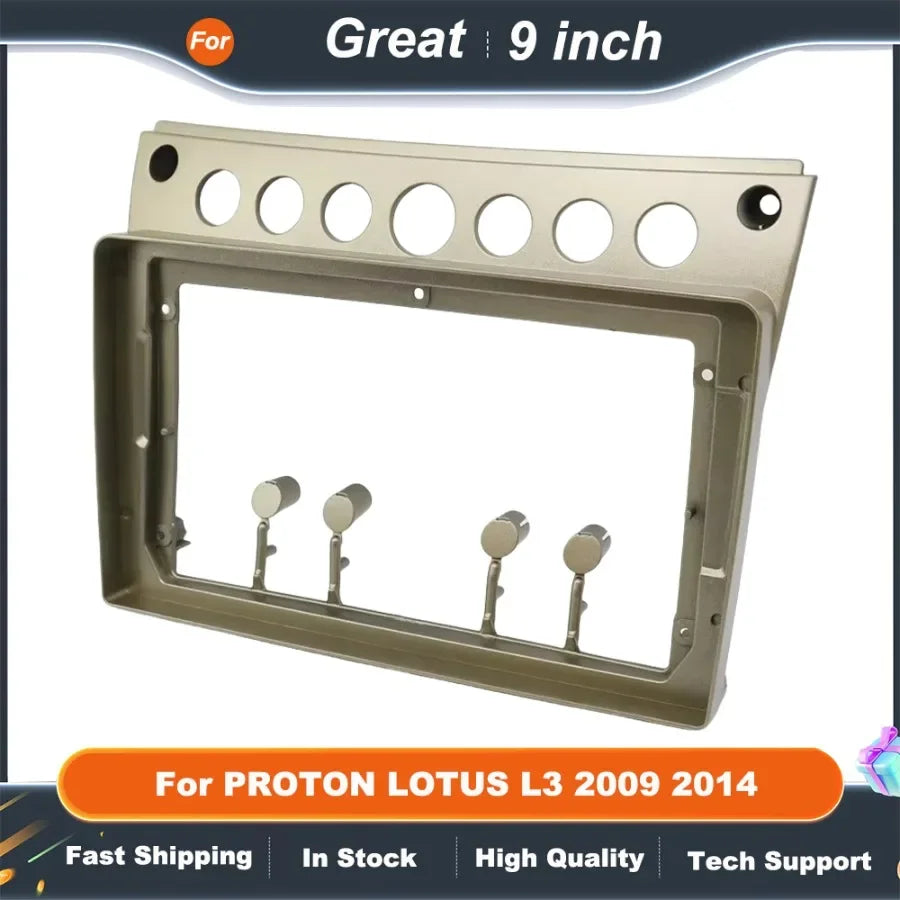 9 In chcar multimedia frame For PROTON LOTUS L3 2009 2010 2011 2012 -2014DVD Plastic Fascia Frame Stereo Panel Dash Installation