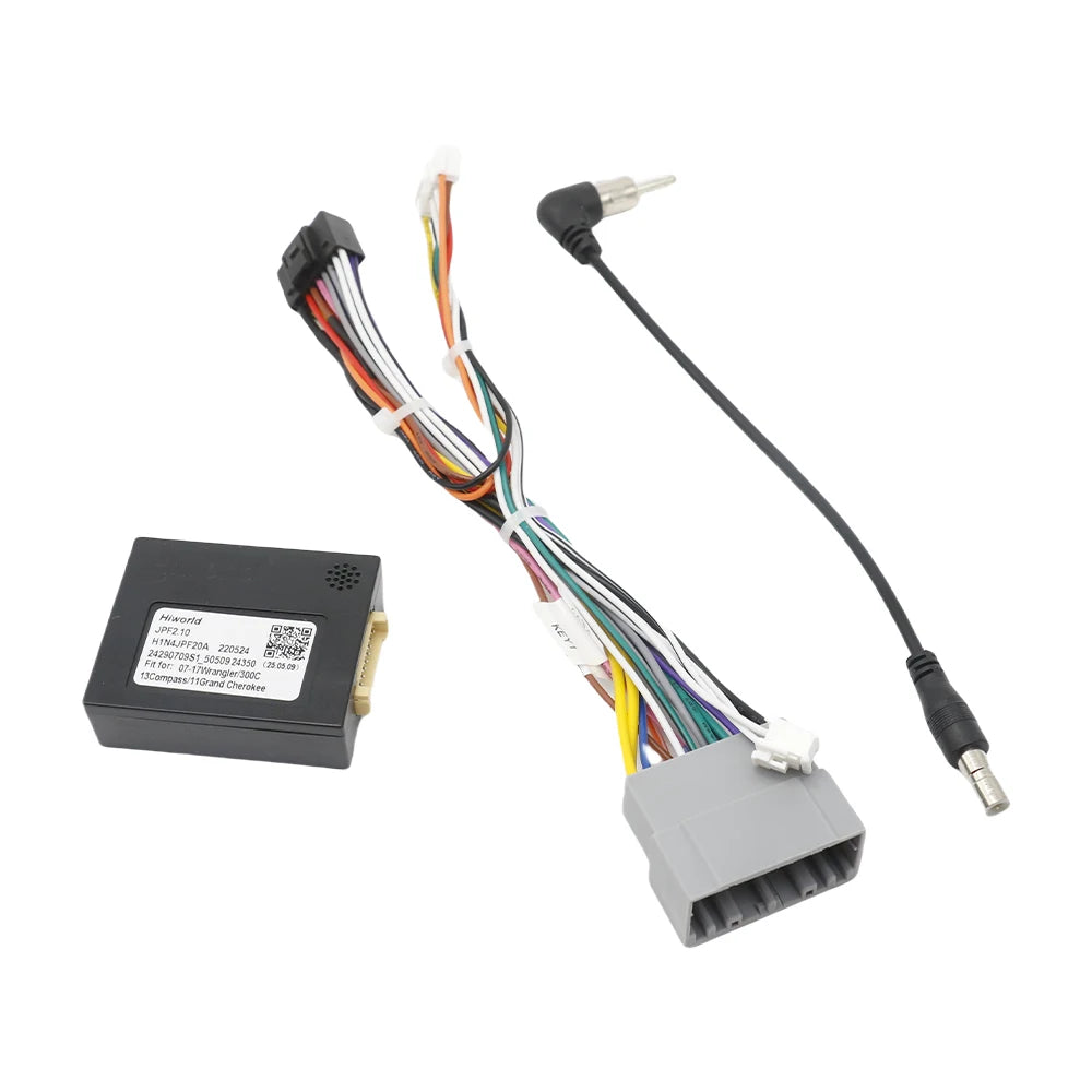 16 Pin Plug To 22 Pin Cable CANBus Decoder for Jeep Grand Cherokee Compass Wrangler Chrysler 300C Radio Wiring Harness Adapter