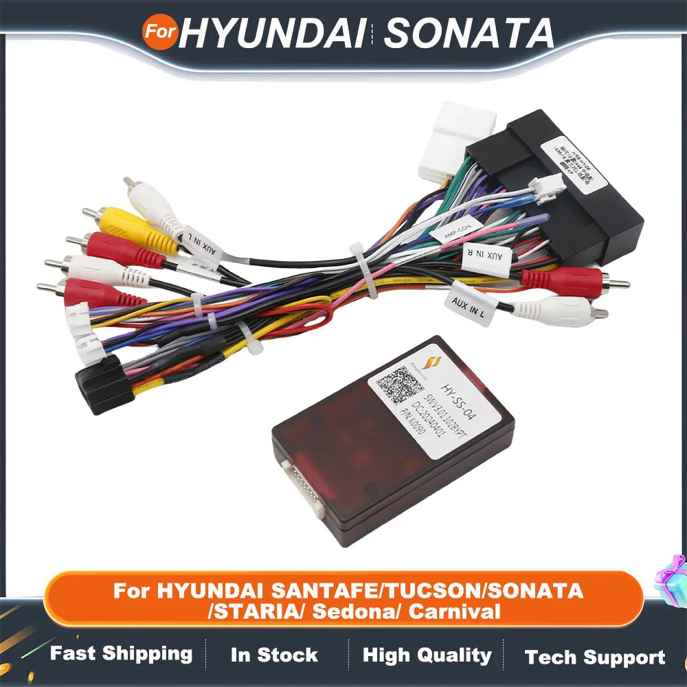 For HYUNDAI SANTAFE/TUCSON/SONATA/STARIA/ Sedona/ Carnival Car Radio Canbus Box Decoder HY-SS-04 With16 Pin Wiring Harness Power