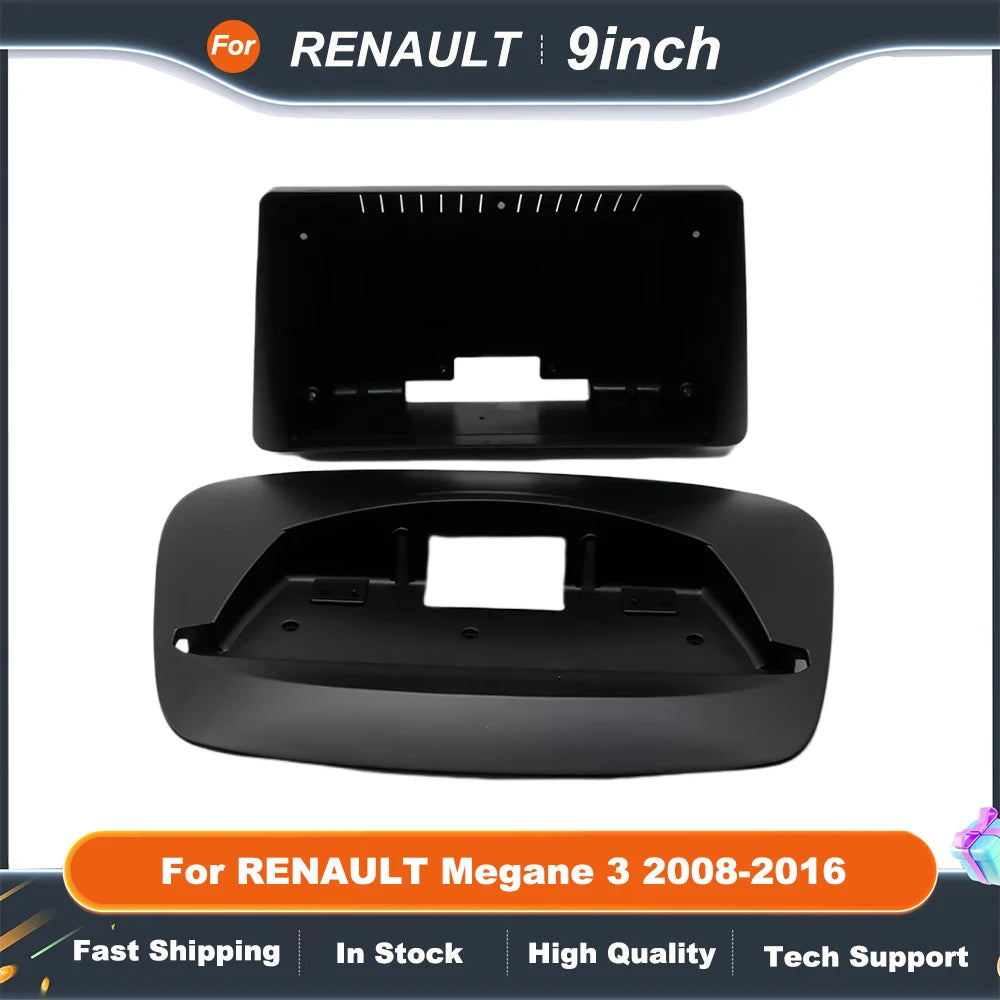 Car Head Unit Frame for RENAULT Megane 3 2008-2016 9 Inch Plastic Fascia Panel with DVD GPS MP5 Dash Mount Kit
