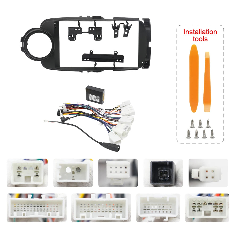 9 Inch 22.86cm for 2012-2017 Car Radio Android Frame Stereo Panel Player Fascias Harness Canbus for TOYOTA YARIS VITZ PLATZ