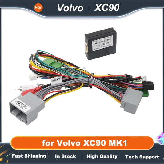 Radio Wiring Harness CAN Bus Decoder 16 Pin Plug to 14Pin Connector Audio RCA Input Car Android Cable Adapter for Volvo XC90 MK1