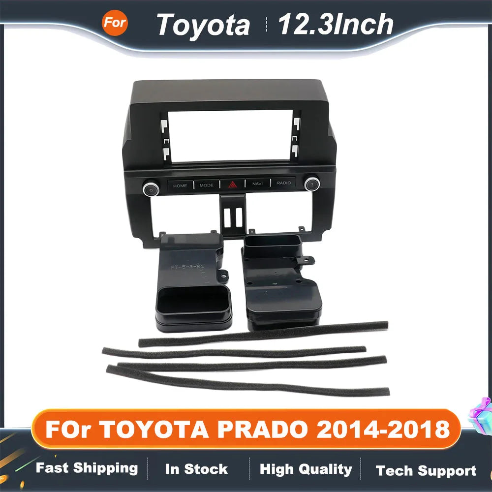 12.3 inch 2 Din Car Audio Frame  For Toyota prado 2014-2018 GPS Navigation Fascia Panel Car DVD Plastic Frame Fascia