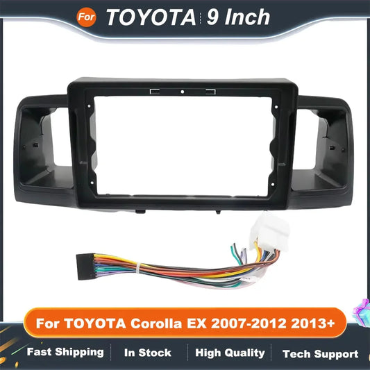 9 Inch Car Radio Fascia Frame for Toyota Corolla EX 2007-2012 & 2013+ OEM Fit Stereo Dash Kit Anti-Rattle ABS Panel