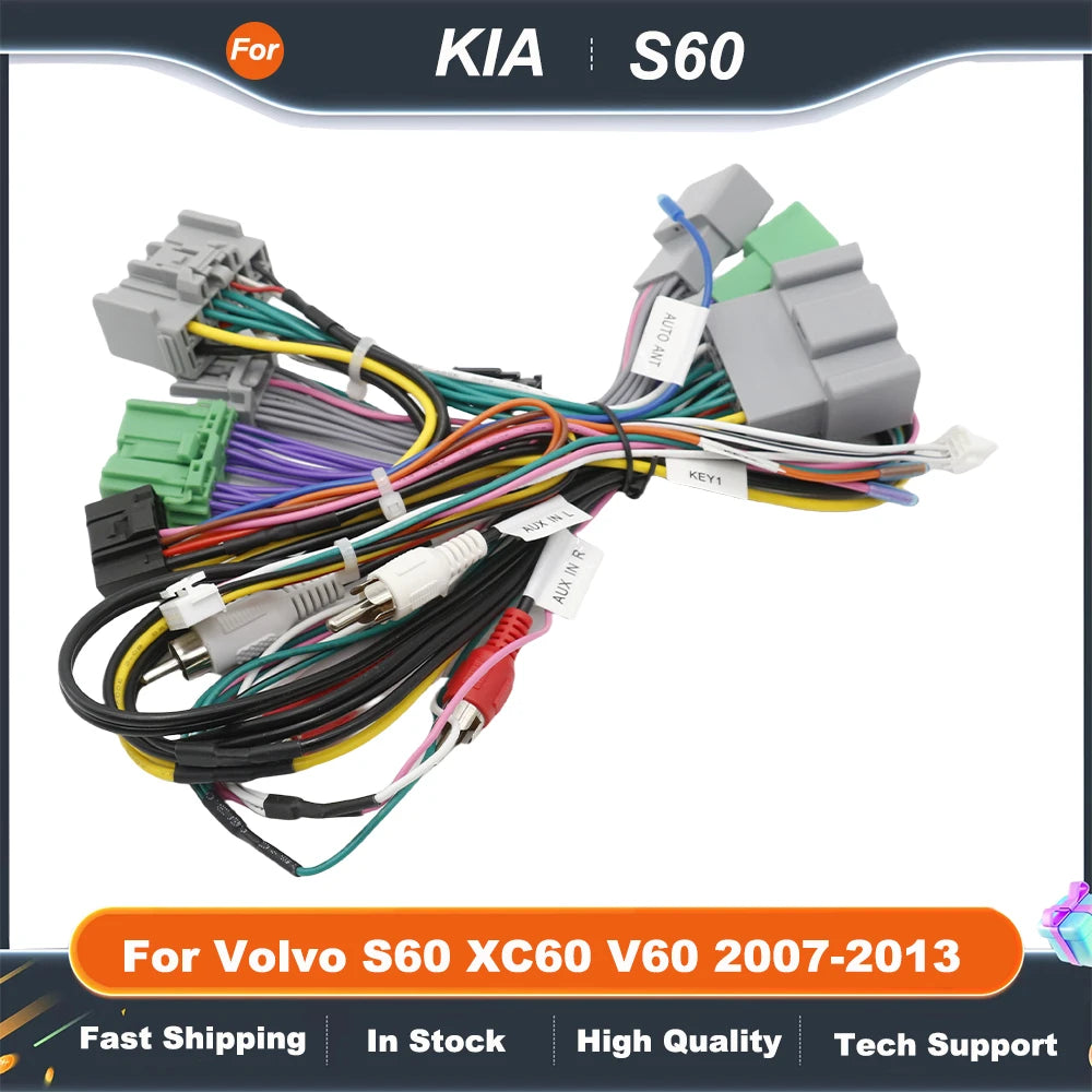 Car Audio Wiring Harness with Canbus Box For Volvo S60 XC60 V60 2007-2013 Stereo 16 Pin CD/DVD Android 2 Din GPS Video Player