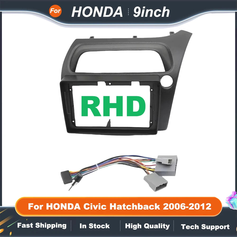 9 Inch 2DIN Android car stereo panel For HONDA Civic Hatchback 2006-2012 Stereo Player Frame Head Unit Dash Panel Installation
