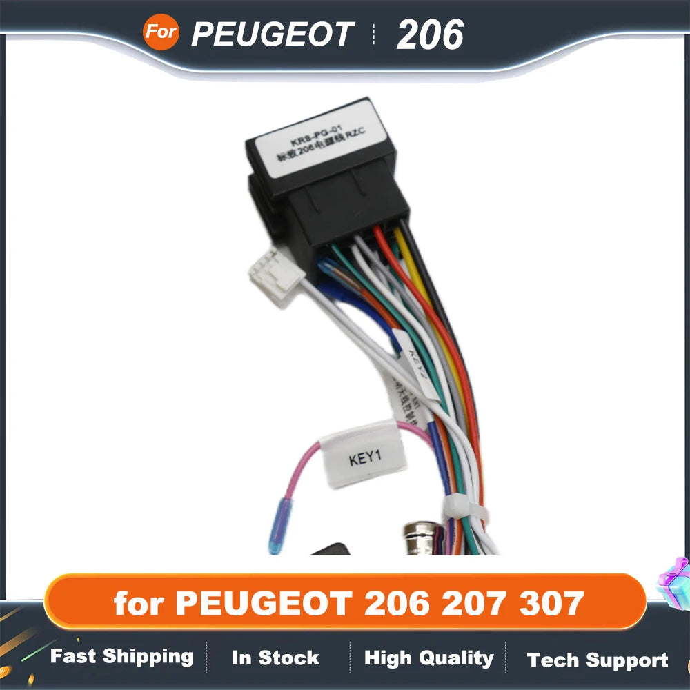 16 Pin Power Cable XP CANBUS Decoder Apdater RP5-PA-104  Harness for PEUGEOT 206 207 307 Car Android Radio