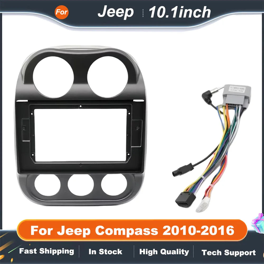 10.1" Car Audio Big Screen DVD Fascia Frame Adapter For Jeep Compass 2010-2016 2Din Dash Installation Panel Kit