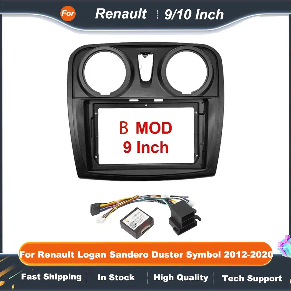 9 Inch 10 Inch Car Radio Fascia Frame for Renault Logan Sandero Duster Symbol 2012-2020 Android Dash Panel Fitting Kit