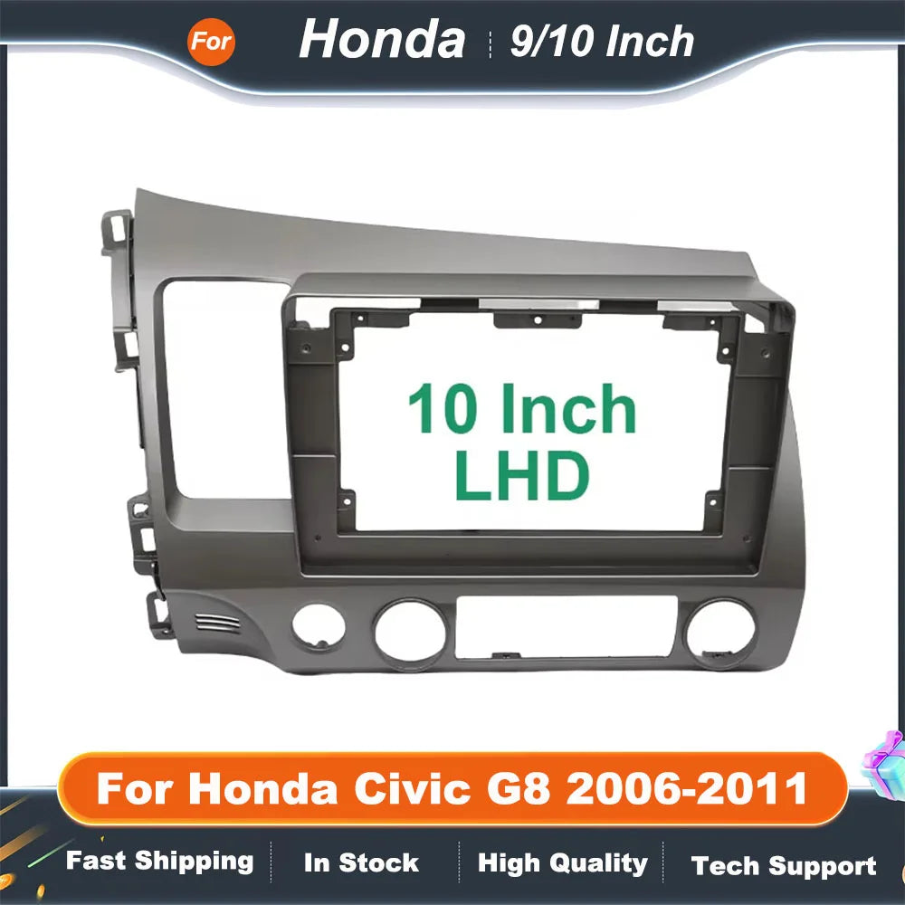 9/10 Inch Car Radio Fascia Frame for Honda Civic G8 2006-2011 Android Stereo Dash Fitting Panel Kit Adapter Trim
