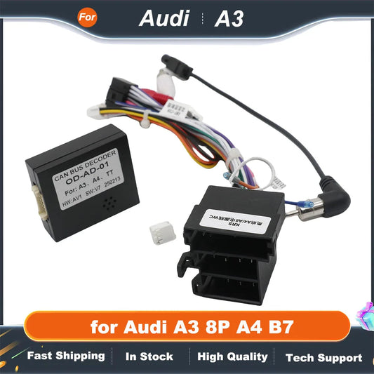 ISO Harness Adapter CAN Bus Decoder 16 Pin Plug Connector RCA Audio Car Android Head Unit Wiring Cable for Audi A3 8P A4 B7