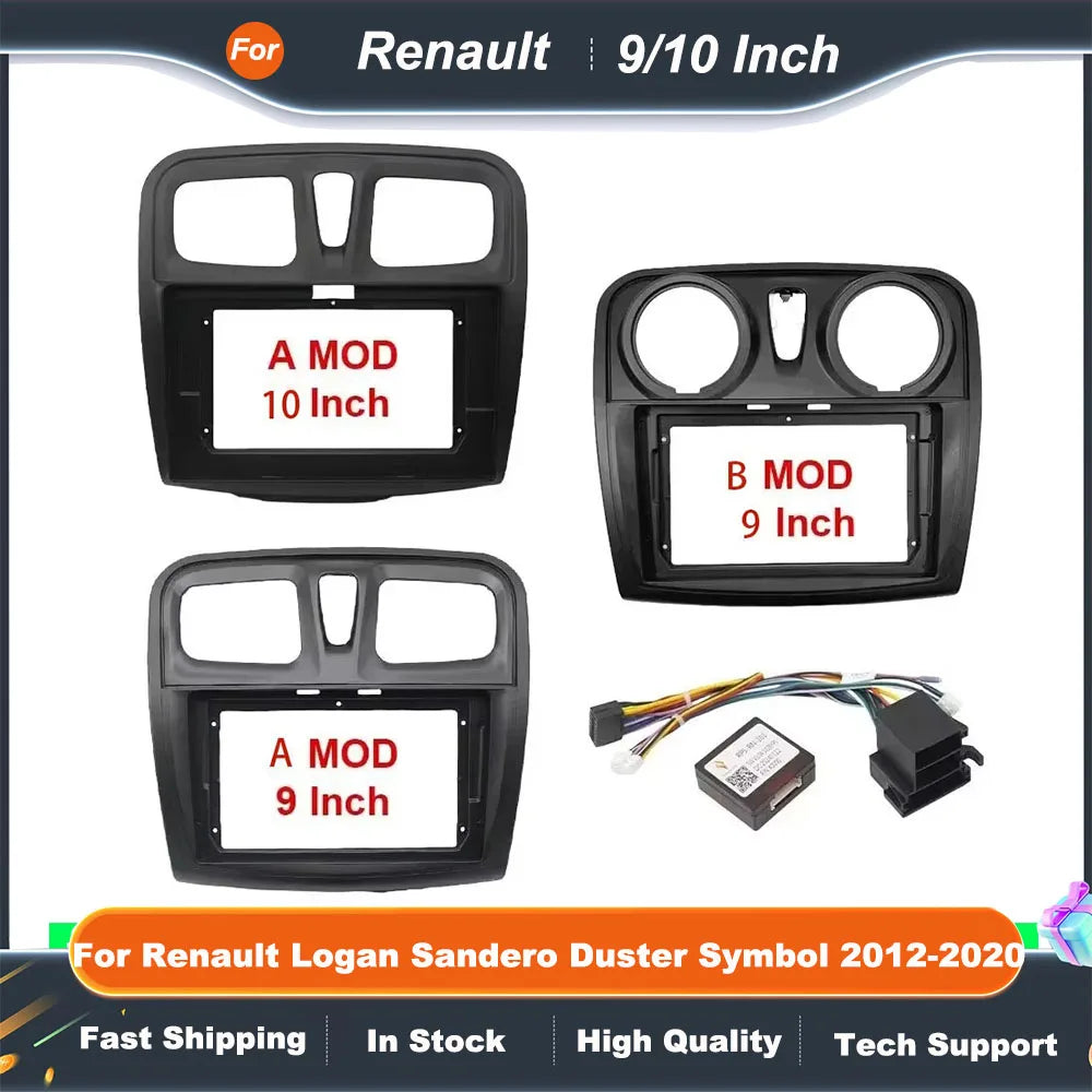 9 Inch 10 Inch Car Radio Fascia Frame for Renault Logan Sandero Duster Symbol 2012-2020 Android Dash Panel Fitting Kit