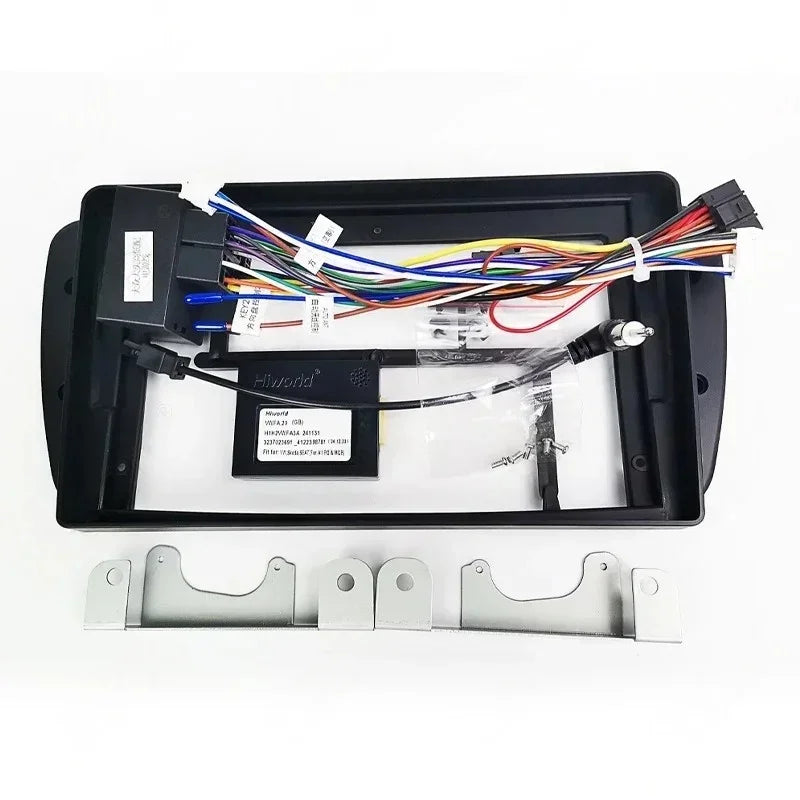 Radio Wiring Harness Adapter, CAN Bus Decoder, 9 inch Android System Panel Frame for Seat Ibiza 2008 to 2013, 16 Pin Plug Cable