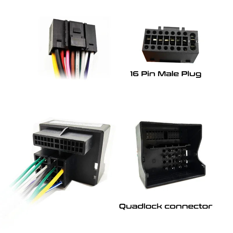 16 Pin to Quadlock Wiring Harness CAN Bus Decoder Car Android Head Unit Cable Adapter for Mercedes Benz B Class W245 W246