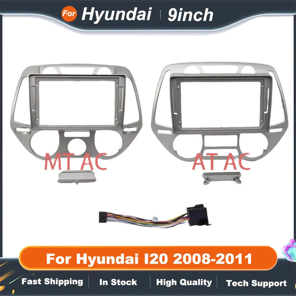 9 Inch Car Fascia Frame Cable For Hyundai I20 2008-2011 Android Big Screen Radio Dash Fitting Panel Kit
