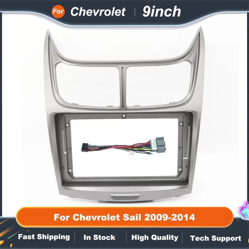 9 Inch Car Radio Fascia Frame for Chevrolet Sail 2009-2014 Android Stereo Dashboard Adapter Kit with Face Plate