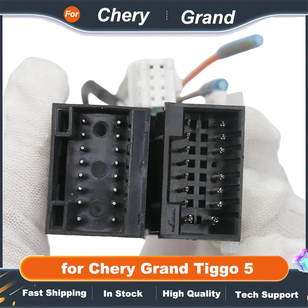 Radio Wiring Harness Adapter CAN Bus Decoder 16 Pin Plug Connector Camera In Car Android Head Unit Cable for Chery Grand Tiggo 5