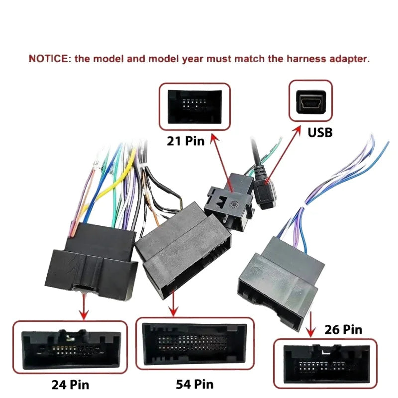CAN Bus Decoder Radio Wiring Harness Adapter 16Pin Plug to 24 Pin Connector Cable for Ford Focus F150 Explorer Fiesta with SYNC