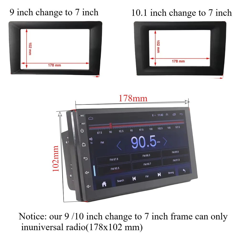 Vehicle radio Fascia 9/10 inch Frame switch to 7 inch 2 Din Car Radio Fascia auto audio Dash Kit Installation Frame Trim Bezel
