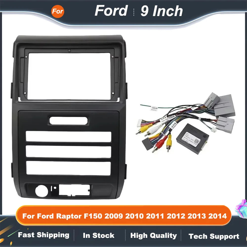 9 Inch 2DIN Car Radio Fascia Frame Dashboard Panel for Ford Raptor F150 2009 2010 2011 2012 2013 2014 Stereo Installation Kit