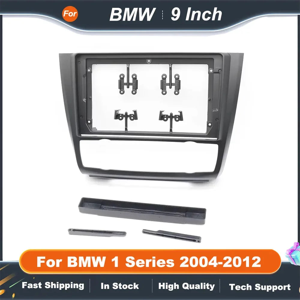 9 Inch Car Radio Fascia Frame for BMW 1 Series E81 E82 E87 E88 Android Dash Panel Kit with Canbus Decoder