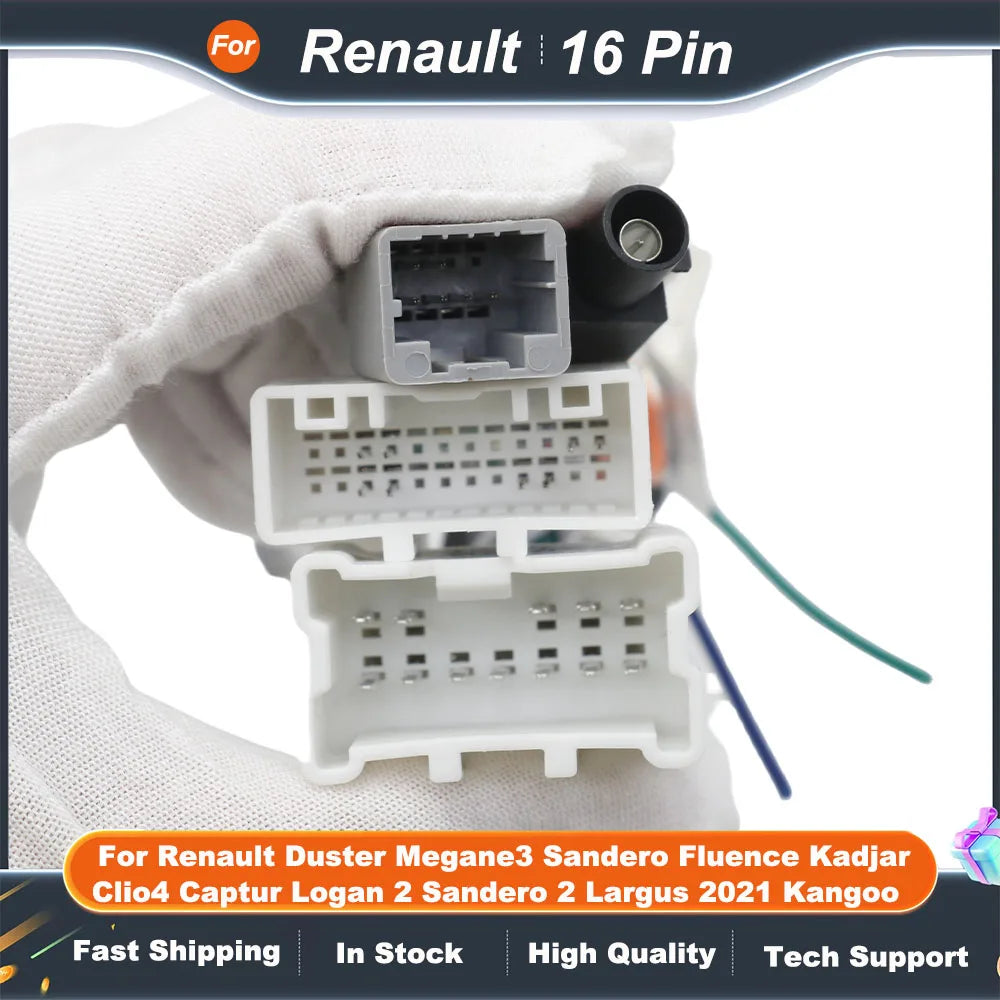 16 Pin Wiring HARNESS CANBUS For Renault Duster Megane3 Sandero Fluence Kadjar Clio4 Captur Logan 2 Sandero 2 Largus 2021 Kangoo