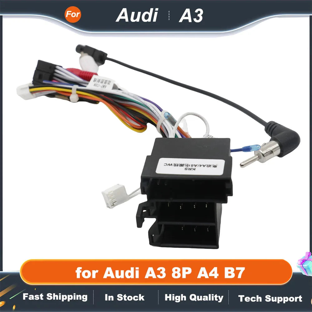 ISO Harness Adapter CAN Bus Decoder 16 Pin Plug Connector RCA Audio Car Android Head Unit Wiring Cable for Audi A3 8P A4 B7