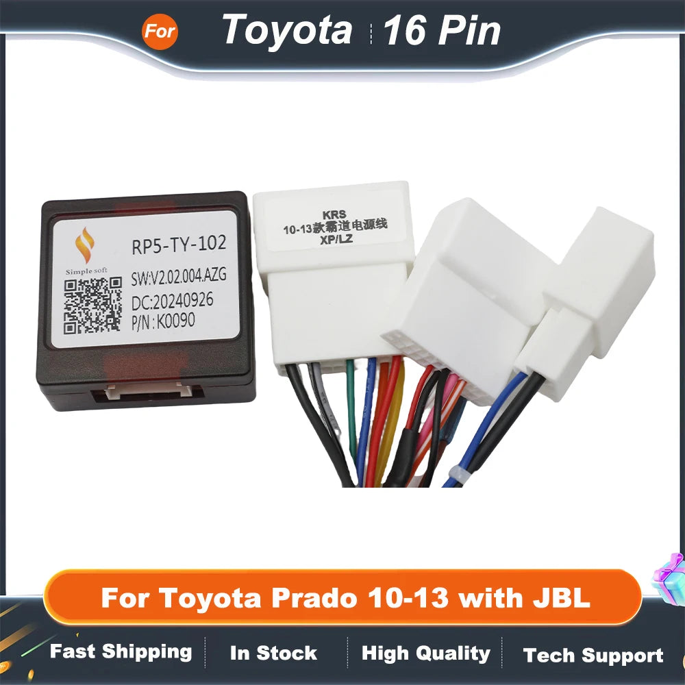 Car 16PIN Android Radio Power Cable Adapter With Canbus Box For Toyota Prado/Sequoia/Lexus 330 Audio Player Wiring Harness
