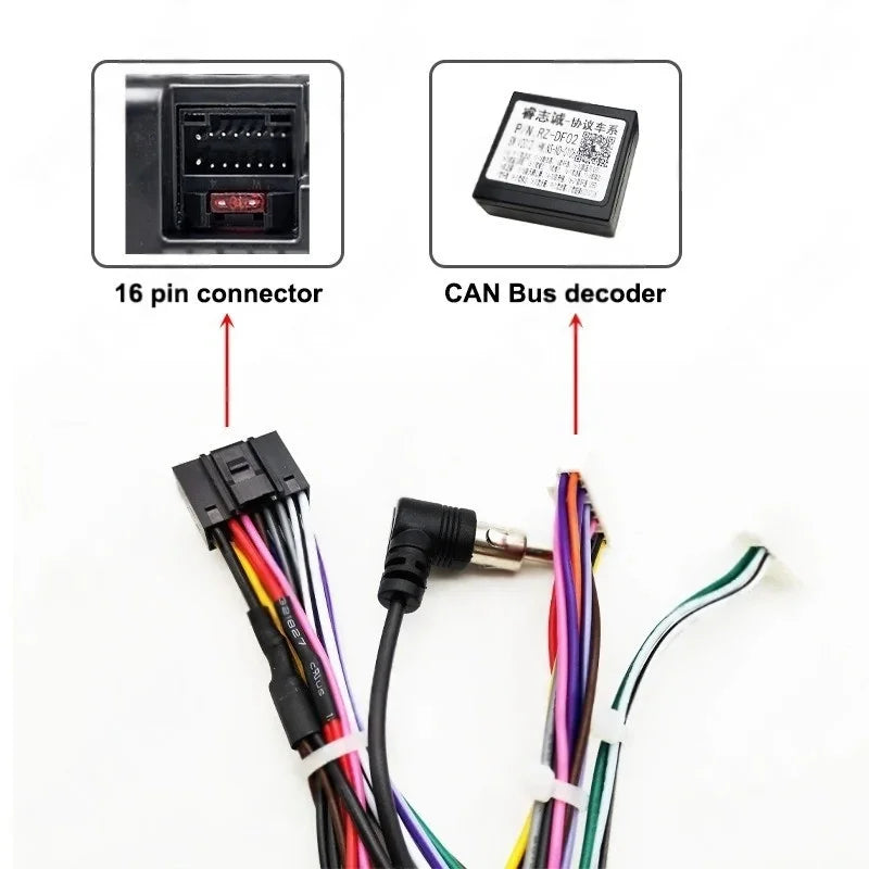 CAN Bus Wiring Harness with Radio Panel Frame for Honda Civic 9 2012 to 2015, Cable Adapter for 16 Pin 9 inch Android Multimedia