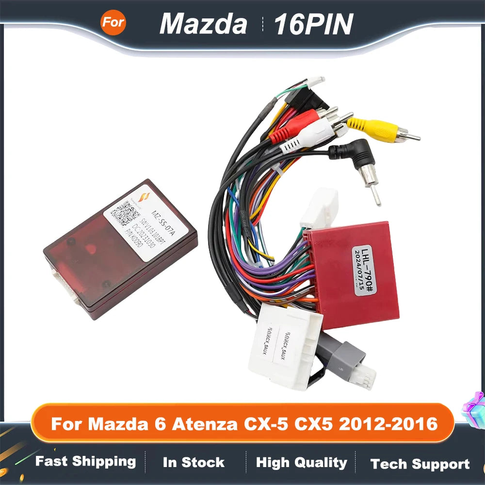 16PIN Car Android Wire Harness Adapter Canbus Box Decoder For Mazda 6 Atenza CX-5 CX5 2012-2016