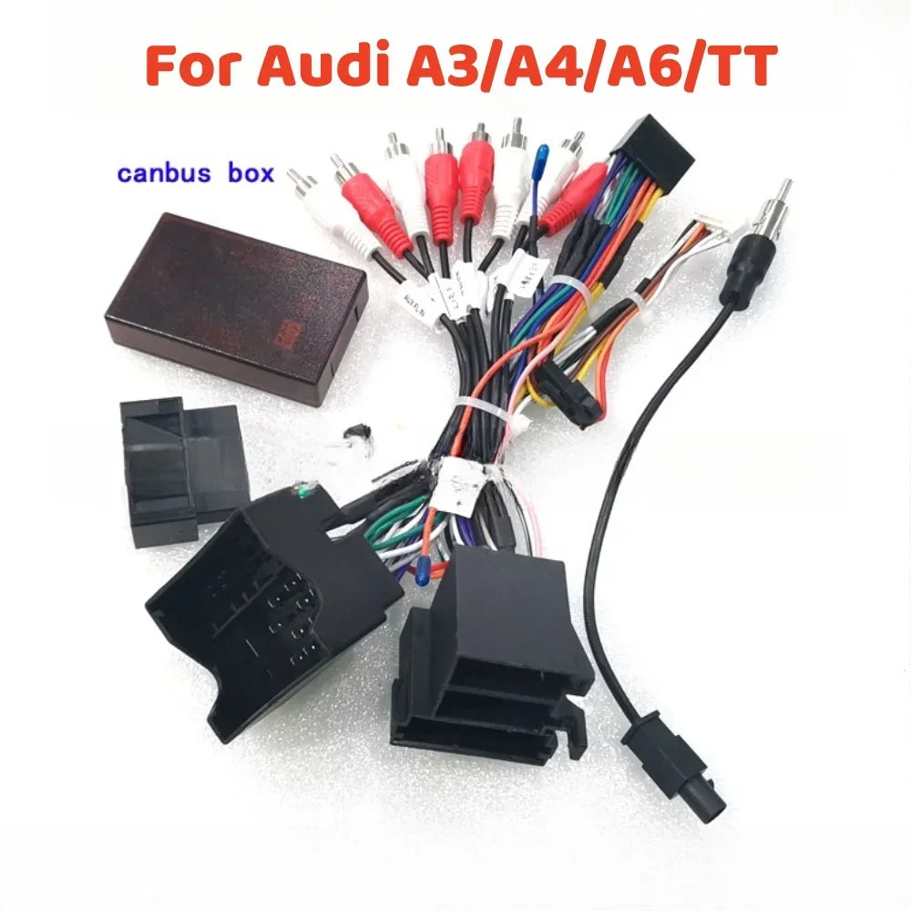 Car Audio Android 16 Pin Power Cable Adapter With Canbus For Audi A3 2004-2008/A4 2004+ (High Version) /A6 2004-2006 /TT 2004+