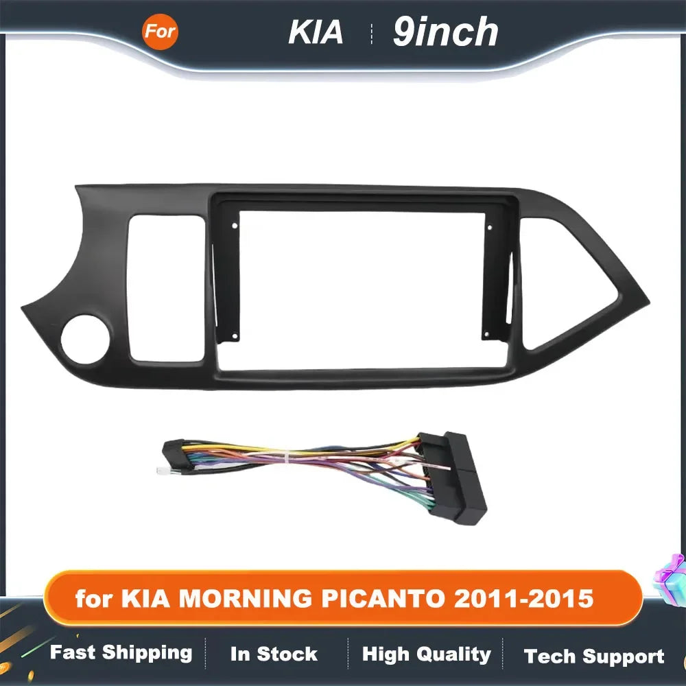 9 Inch Car Radio Fascia Frame for KIA MORNING PICANTO 2011-2015 Android Stereo Dash Panel Kit with GPS