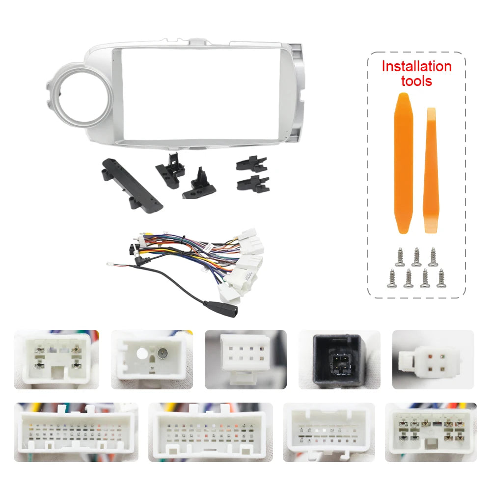 9 Inch 22.86cm for 2012-2017 Car Radio Android Frame Stereo Panel Player Fascias Harness Canbus for TOYOTA YARIS VITZ PLATZ