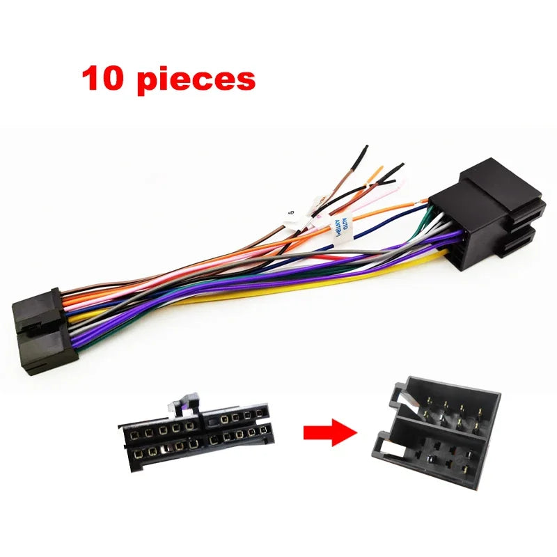 10 Pieces 20 Pin to ISO Wiring Harness Adapter 20Pin Plug Connector Universal Wire Cable for Aftermarket Car Radio