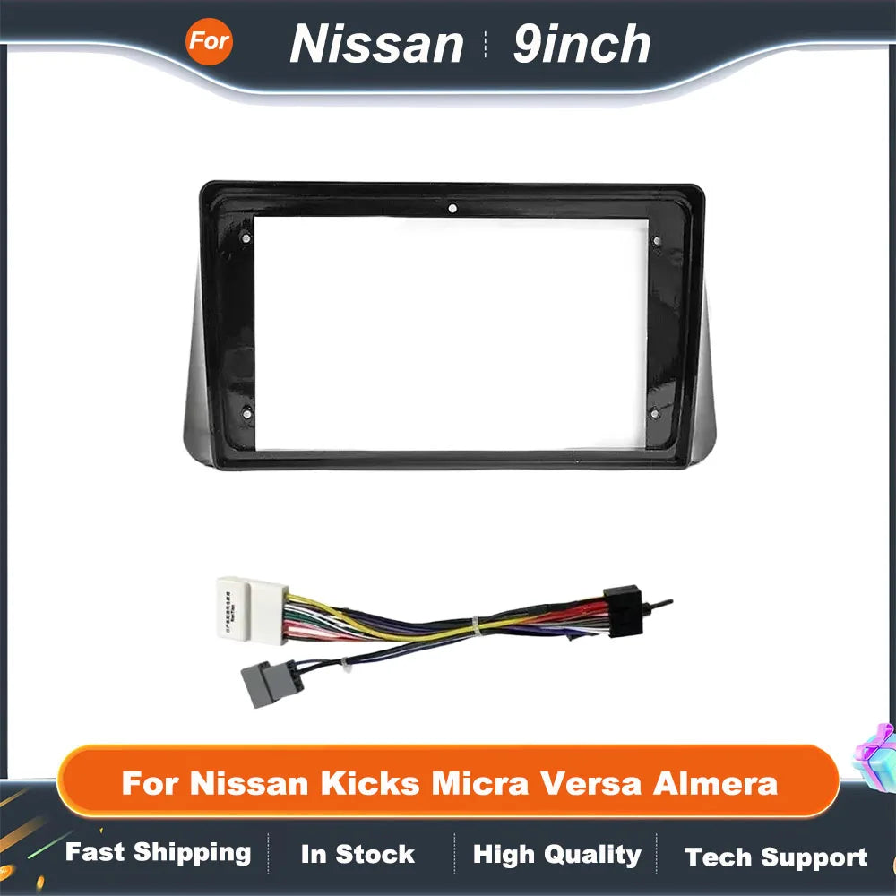 9 inch Car Frame Fascia Adapter Android Radio Dash Fitting Panel Kit For Nissan Kicks Micra Versa Almera