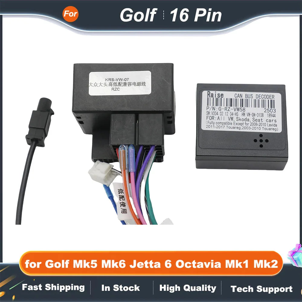 Wiring Harness 16 Pin Plug to Quad Lock Connector Car Radio Cable Adapter for Golf Mk5 Mk6 Jetta 6 Octavia Mk1 Mk2