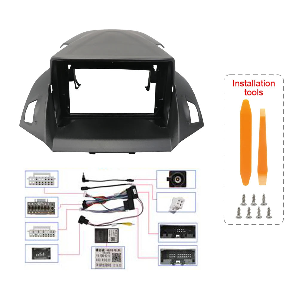 9 Inch 22.86cm Car Radio Stereo Frame 2Din Head Unit Fascia Android Player Dash Board Casing Electric Cable for FORD Kuga 2013