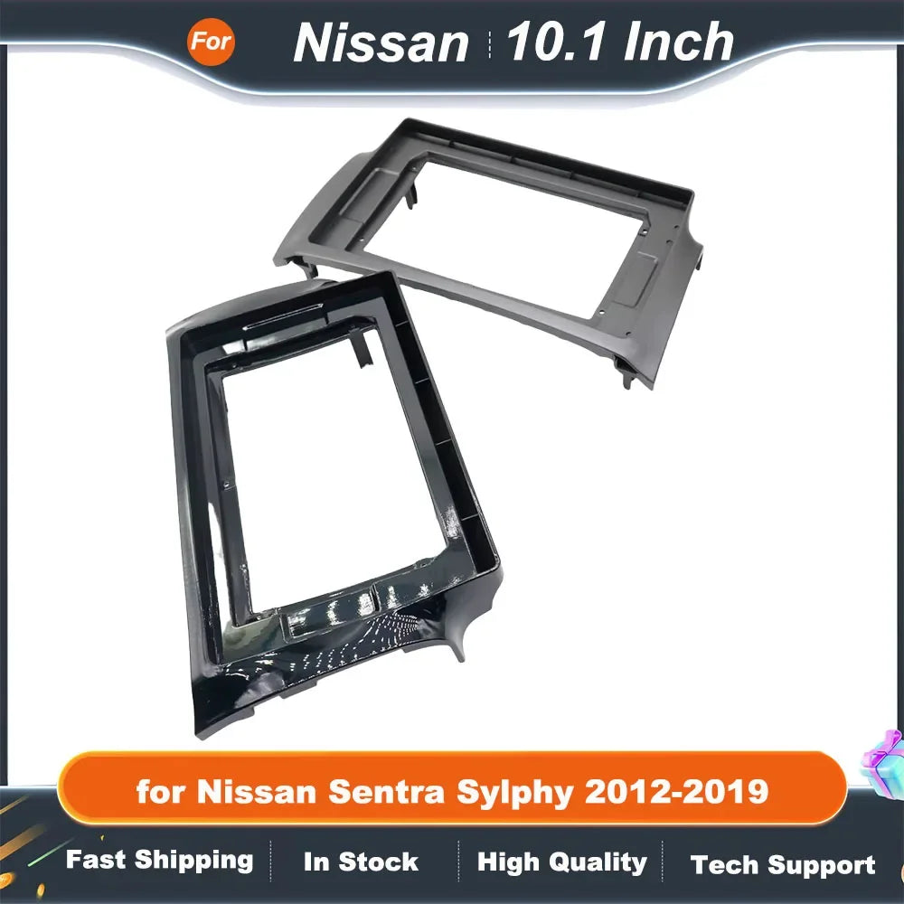 2 Din 10.1 Inch Car Radio Fascia Frame for Nissan Sentra Sylphy 2012-2019 Stereo Dashboard Trim Kit Installation Panel DVD Frame