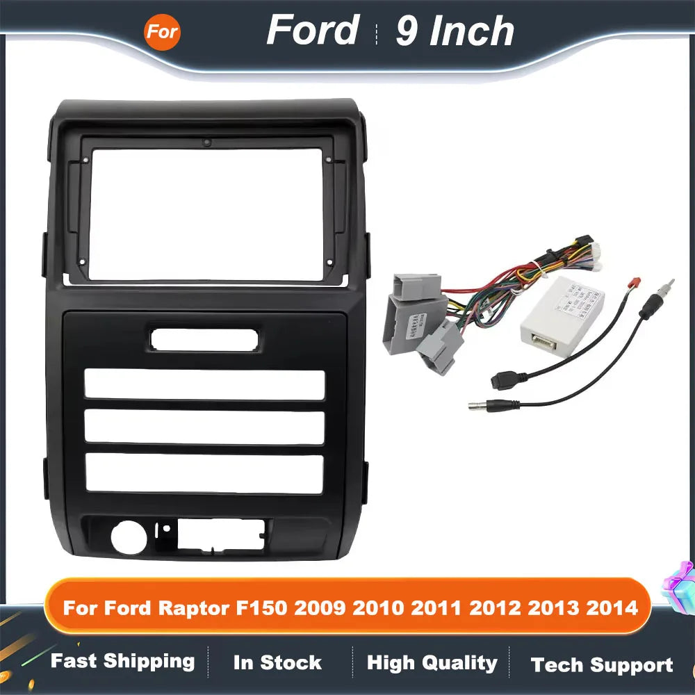 9 Inch 2DIN Car Radio Fascia Frame Dashboard Panel for Ford Raptor F150 2009 2010 2011 2012 2013 2014 Stereo Installation Kit