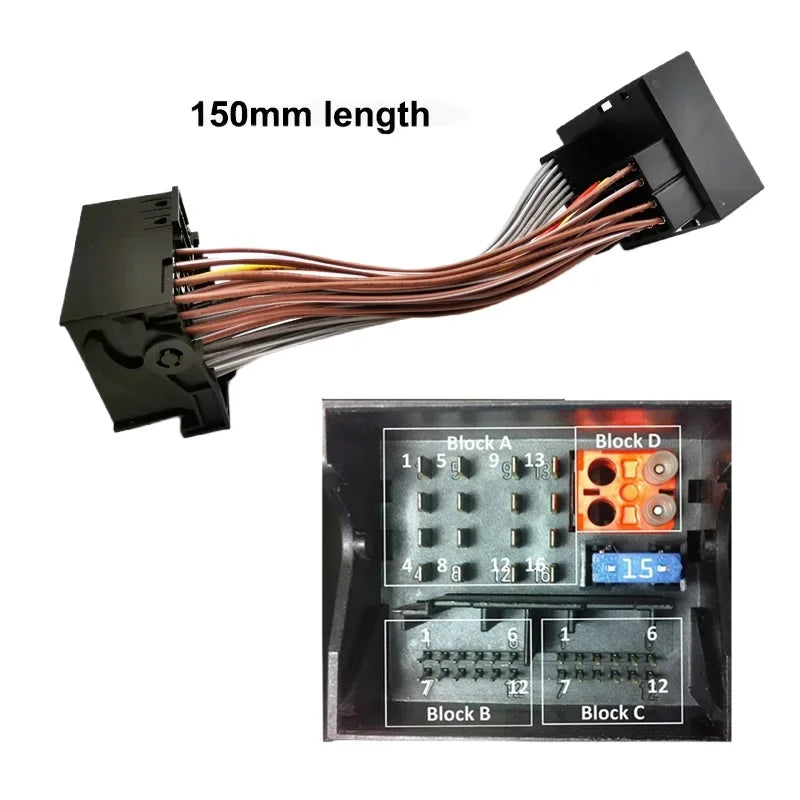 40 Pin Quadlock Extension Adapter Cable Plug Play Wiring Harness for BMW Citroen Ford Mercedes Peugeot VW Audi SEAT Opel Skoda