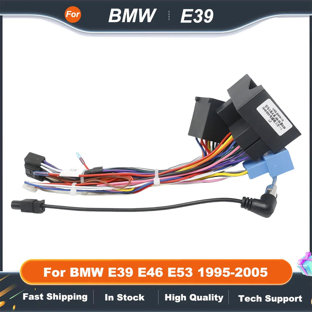 For BMW E39 E46 E53 1995-2005 Android 2 Din GPS Radio Car 16 PIN Android Wire Cable Adapter Cabus Box