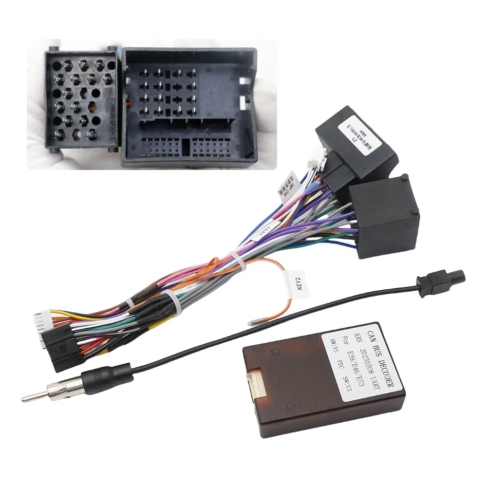 16 PIN Car Radio Canbus Box Decoder Harness for BMW E39 E46 E53 / X5 Wiring Cables Wiring Harness Plug Power Cable Android Radio