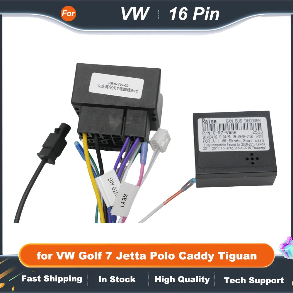 Quadlock Wiring Harness Adapter CAN Bus Box 16 Pin Plug Connector Car Android Cable for VW Golf 7 Jetta Polo Caddy Tiguan