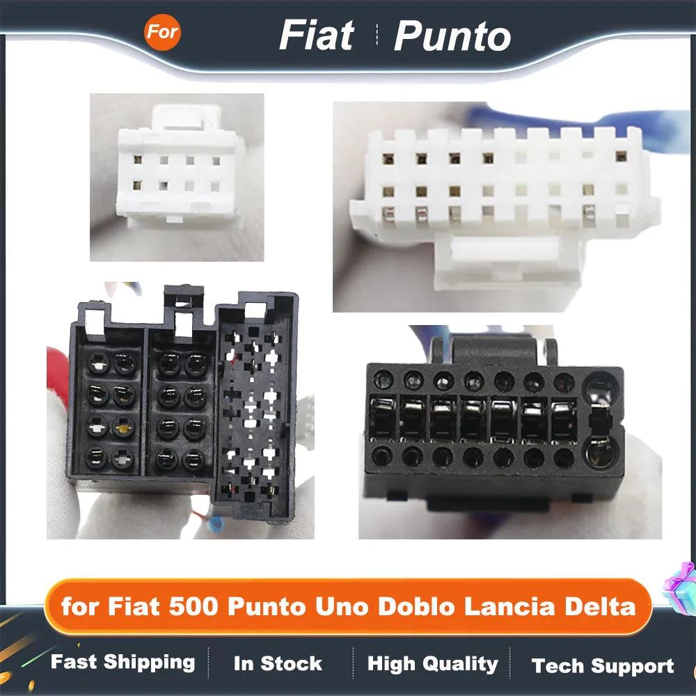 CAN Bus Decoder Wiring Harness 16 Pin Plug to ISO Connector Car Android Cable Adapter for Fiat 500 Punto Uno Doblo Lancia Delta